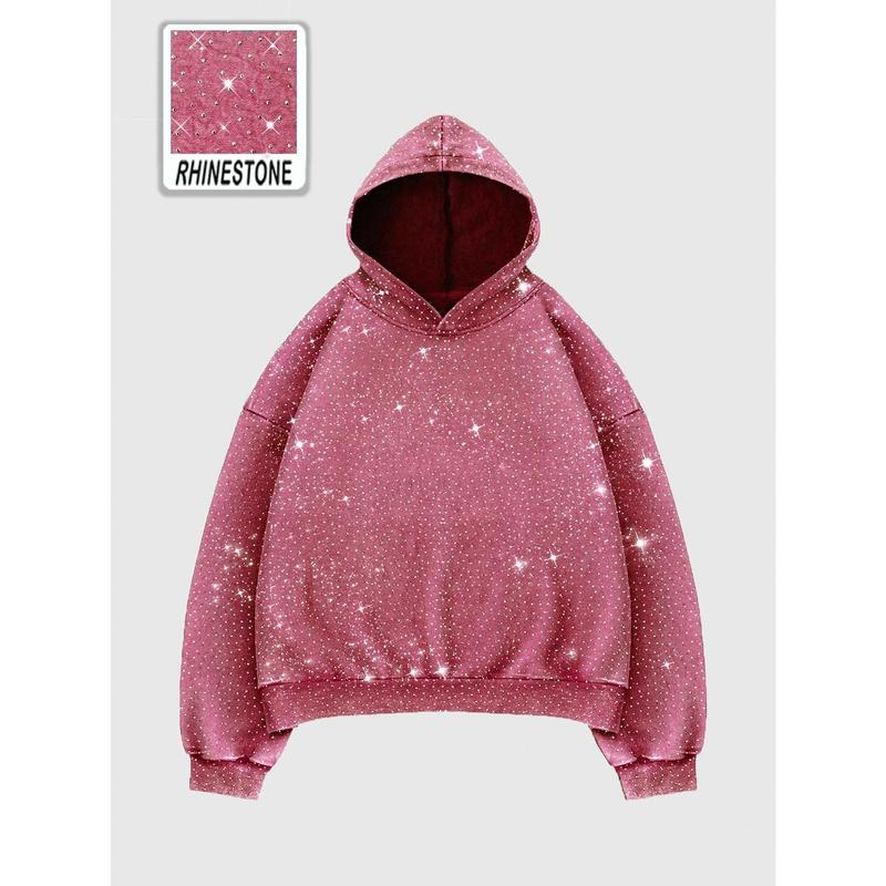 Gentora Rhinestone Glitter Oversized Hoodie