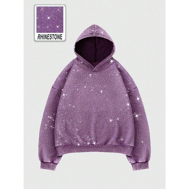 Gentora Rhinestone Glitter Oversized Hoodie