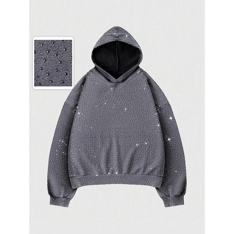 Gentora Rhinestone Glitter Oversized Hoodie