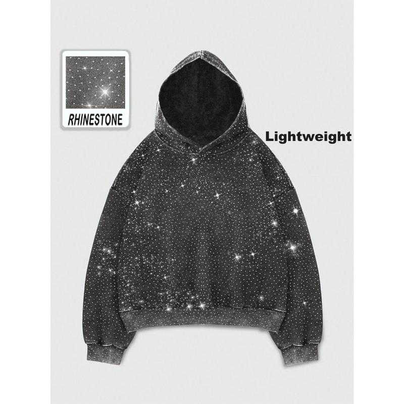 Gentora Rhinestone Glitter Oversized Hoodie