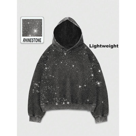 Gentora Rhinestone Glitter Oversized Hoodie