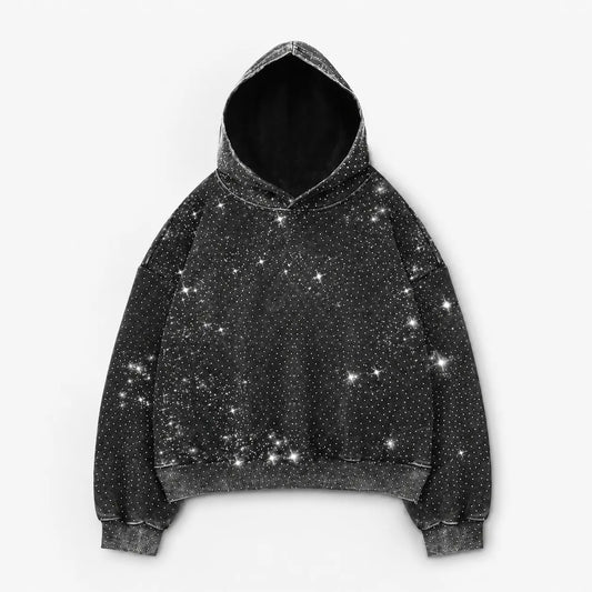 Gentora Rhinestone Glitter Oversized Hoodie