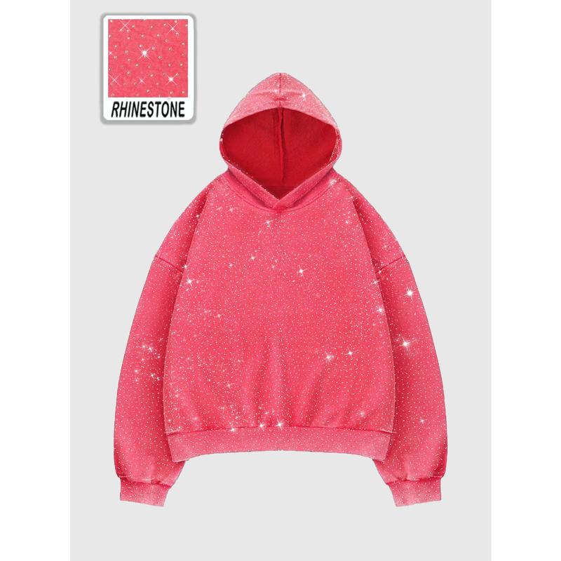 Gentora Rhinestone Glitter Oversized Hoodie
